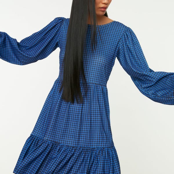 Checked Tiered Hem Dress
