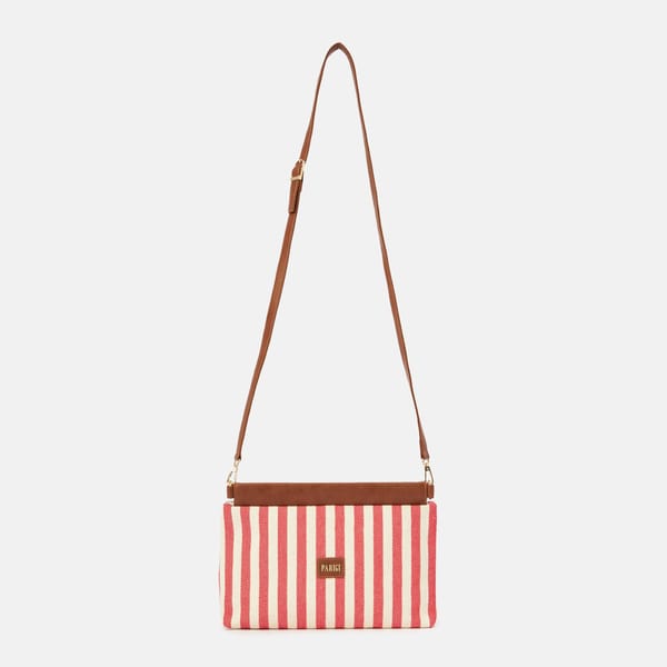 Stylish Canvas Shoulder Bag with Spacious Striped Interior