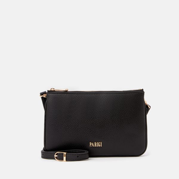 Parigi Black Double Zipper Women's Shoulder Bag - Shoulder Bags