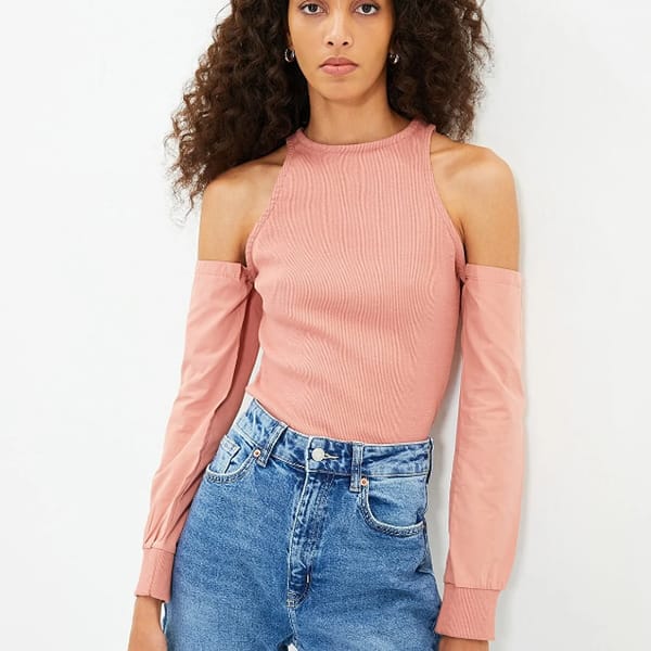 Rose Cold Shoulder Knitted Women's Top