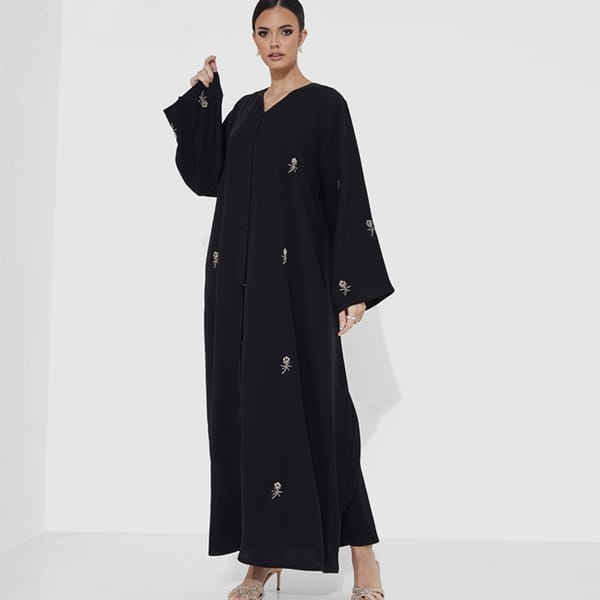Women's Black Flower Abaya