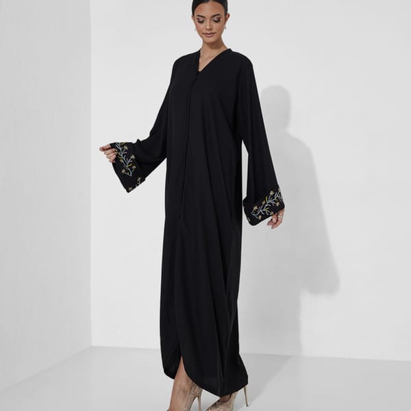 Simple Abaya Black With Pleated Design