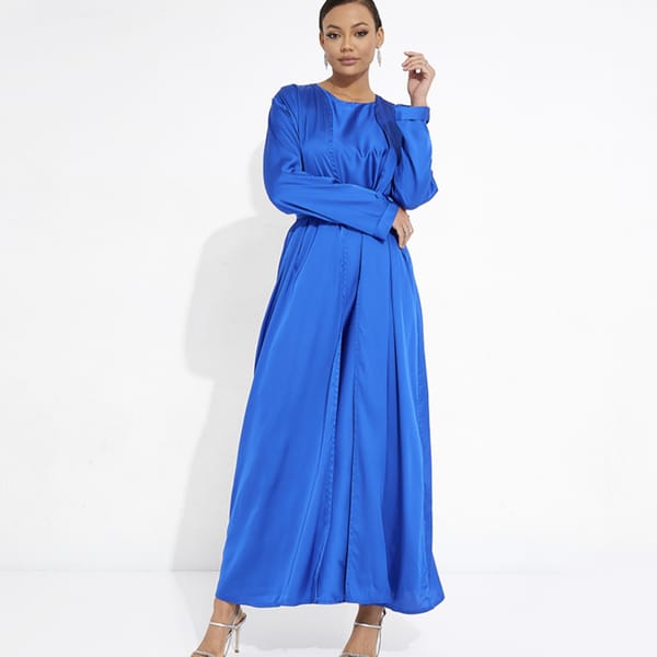 Bright Navy Abaya - Button Design Sleeves, Dress, Belt
