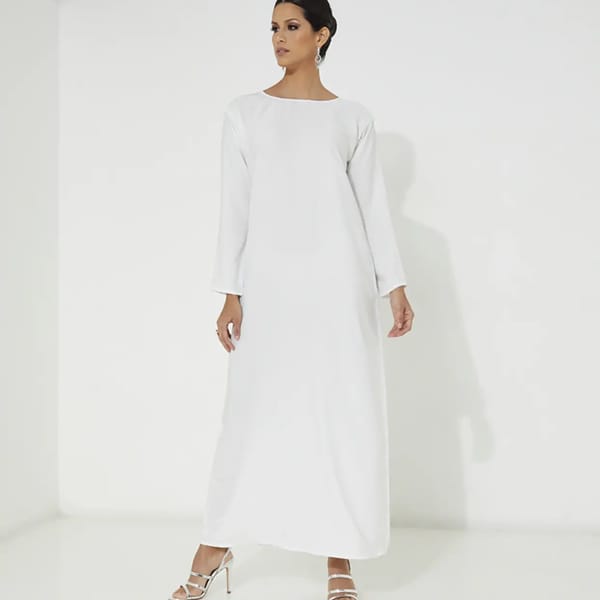 White Dress Abaya Long Sleeves