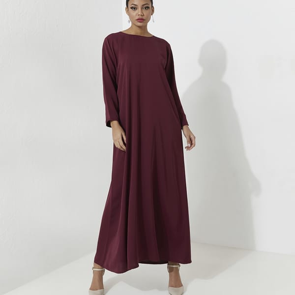 Maroon Dress Abaya Long Sleeves