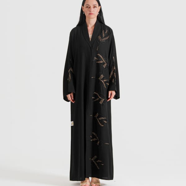 Women's Leaves Gold Dantil Abaya