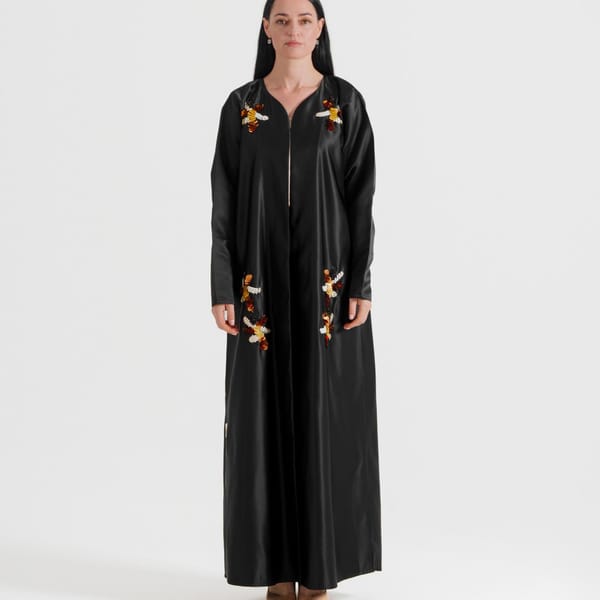 Gold Nerve Abaya With Gold Mix Decoration Hand Embroidery