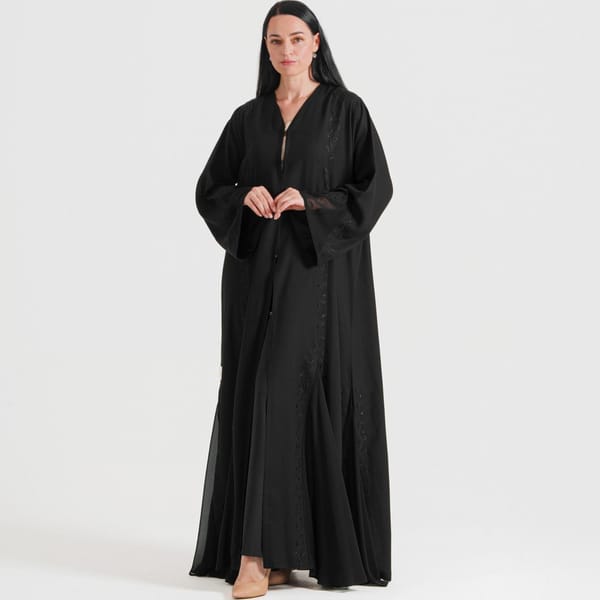 Women's Black C-Round Abaya