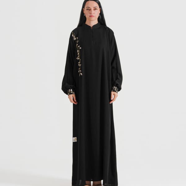 Women's Black 74 Gold Abaya