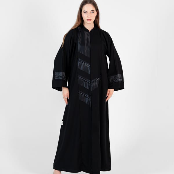 Black Nerve Embroidery Design And High Neck With Style Cutting Design