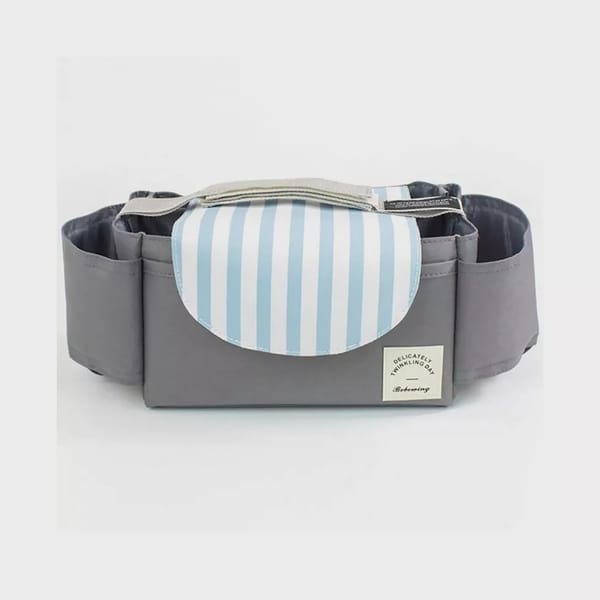 Hookandhoop Universal Waterproof Stroller Organizer - Blue Stripes