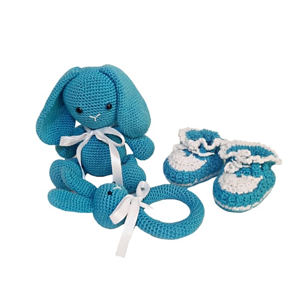 Pikkaboo Snuggleandplay Soft Crocheted Bunny Set