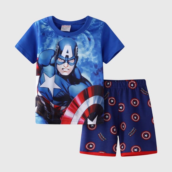 Captain America Printed T-Shirt And Shorts Set