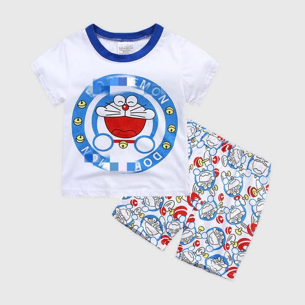 Doremon Printed T-Shirt And Shorts Set