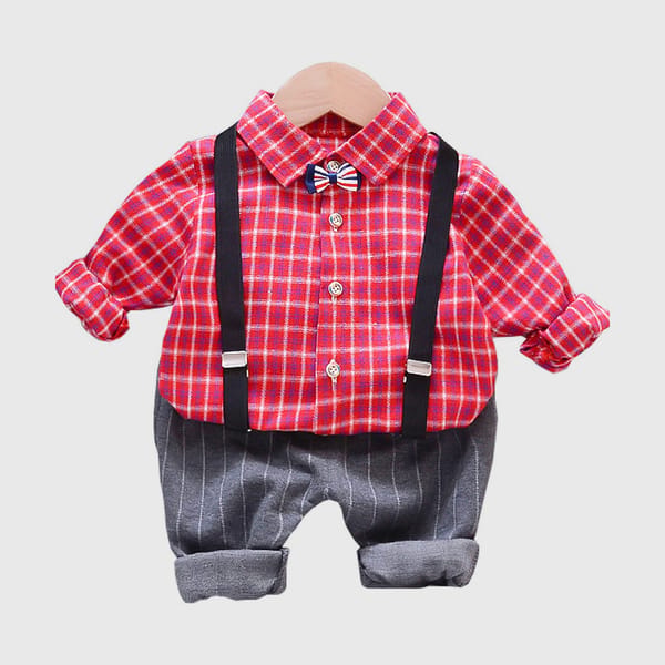 Fred Set- Dungaree Styled Shirt And Grey Pants Ensemble