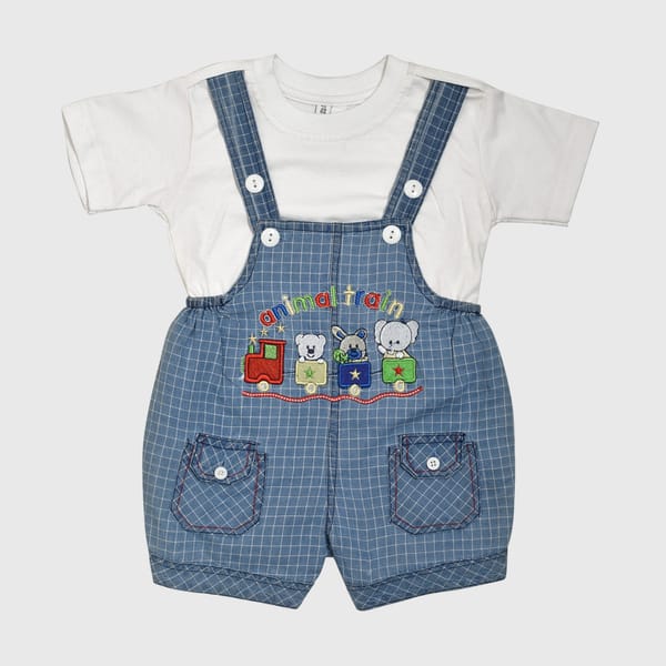 Stylish White Dungaree Set For Kids