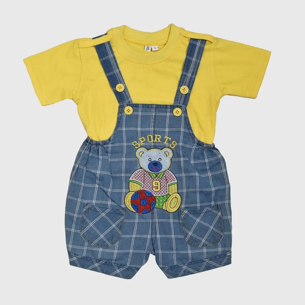 Stylish Yellow Dungaree Set For Kids