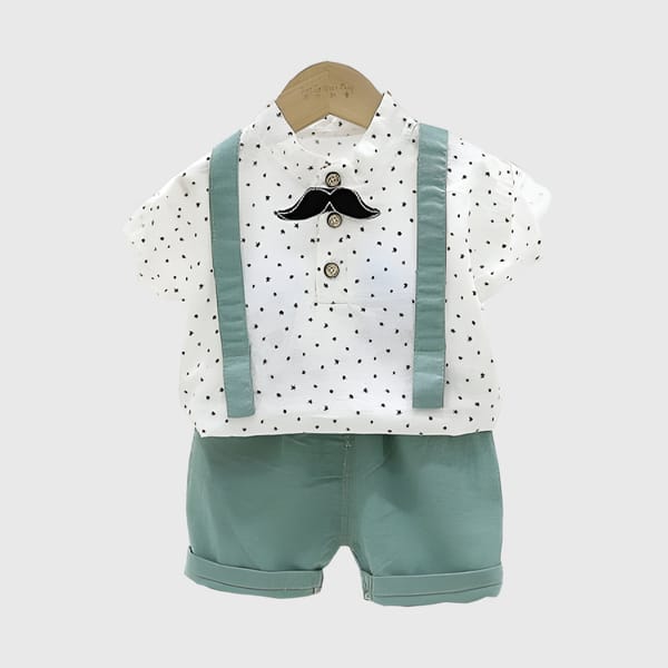 Charming Little Men Green Cotton Summer Shorts Set