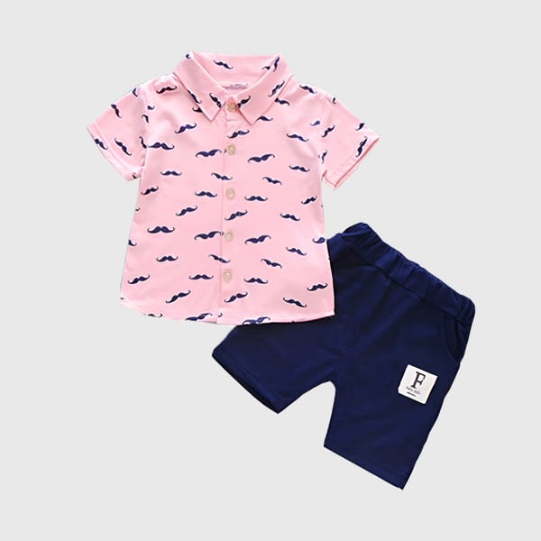 Moustache Print T-Shirt With Shorts