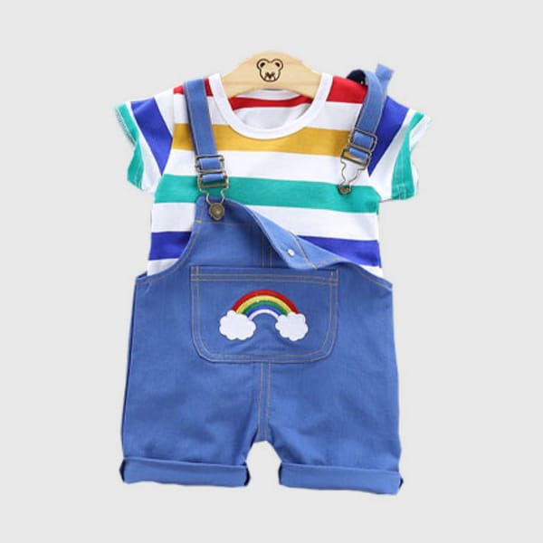 Colorful Rainbow Dungaree Set For Kids
