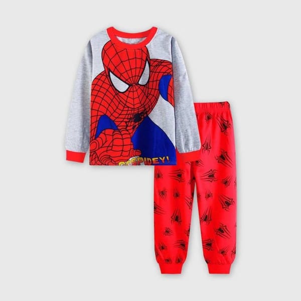 Spiderman Face Printed Grey T-Shirt Set
