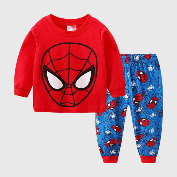 Spiderman Face Printed Red T-Shirt Set