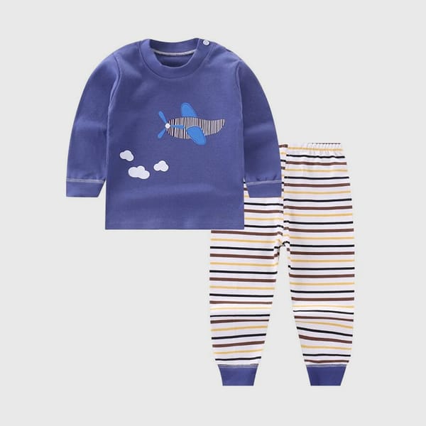 Comfort And Style Combined - Aeroplane Cotton Pajama Set