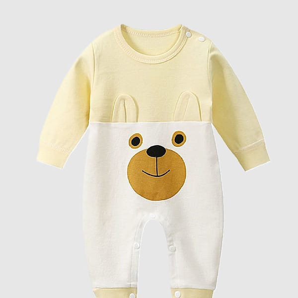 Cozy And Adorable - Pure Cotton Cheer Bear Print Jumpsuit