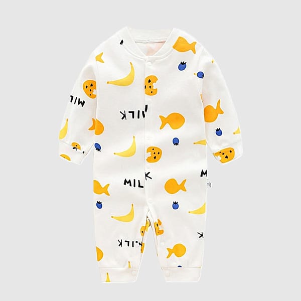 Adorable Pure Cotton Milk And Cookies Jumpsuit For Babies