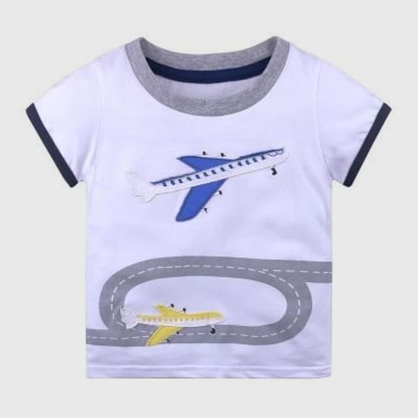 Stylish Airplane Embroidery T-Shirt