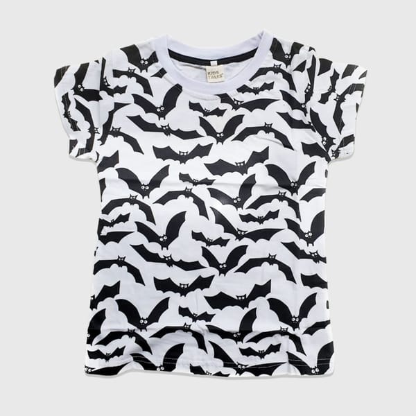Night Wing Style - Bat Print T-Shirt For Effortless Chic