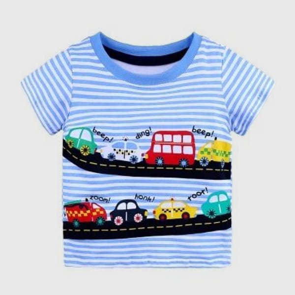 Beep Car Printed T-Shirt And Striped Collection