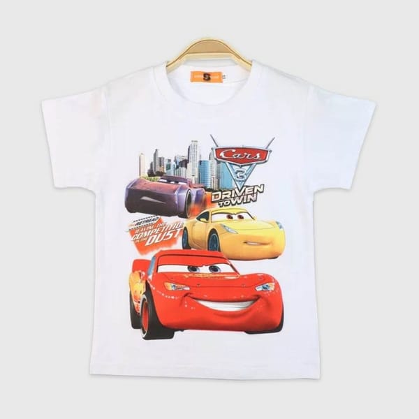 Stylish Cars Printed T-Shirt In White