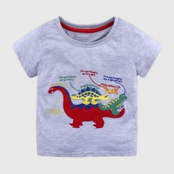 Dinos Fight Embroidery T-Shirt - Roar Into Style