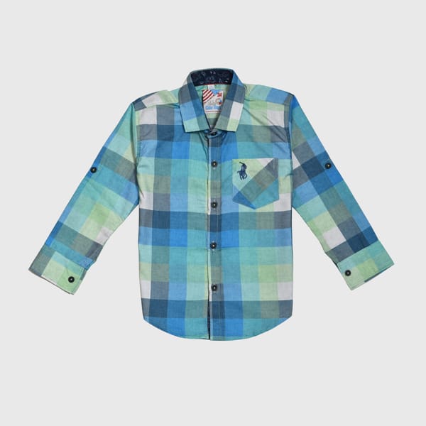 Classic Blue Checkered Full Sleeves Cotton Shirt From India