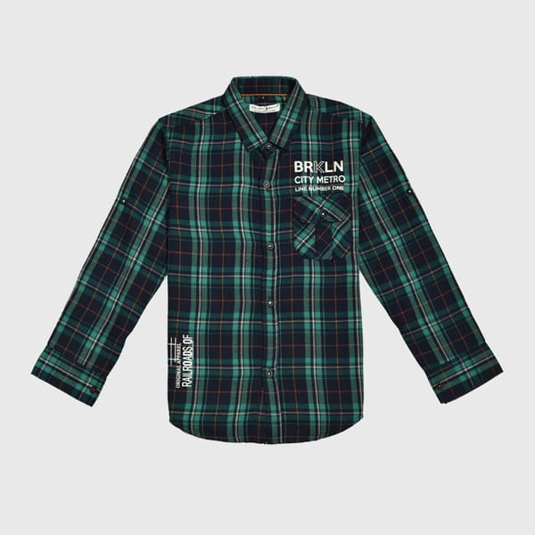 Stylish Full Sleeved Green Checkered Shirt