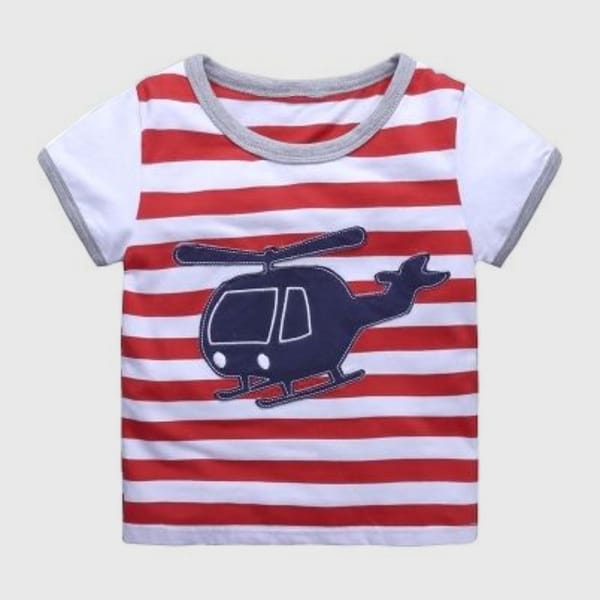 Trendy Heli Stripes Embroidery T-Shirt For A Stylish Look