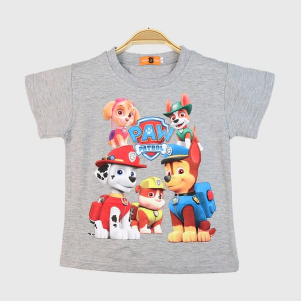 Stylish Paw Patrol Printed T-Shirt In Grey