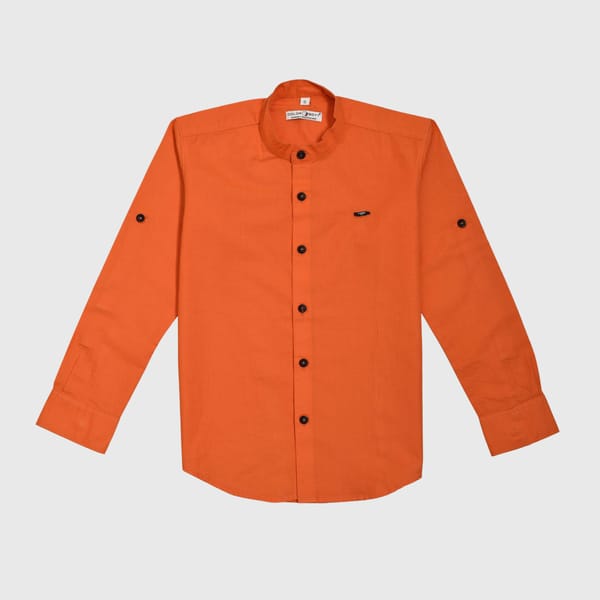 Elegant Orange Pure Cotton Full Sleeve Shirt From India