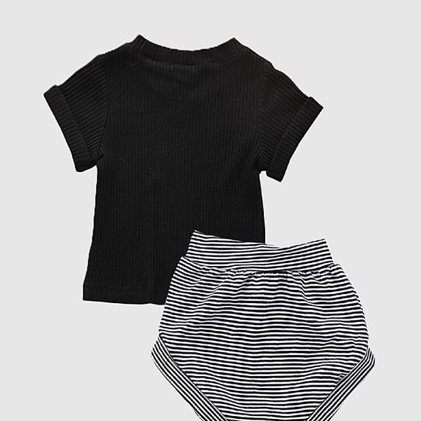 Harper Set Black Solid Color - Ribbed Cotton Summer Set