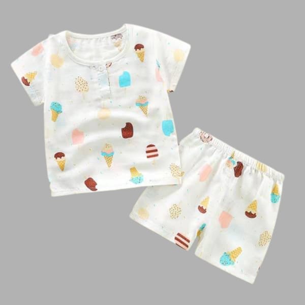 Pure Gauze Cotton Unisex Summer Shorts Set – Ice Cream