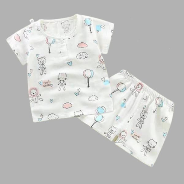 Pure Gauze Cotton Unisex Summer Shorts Set – Cute Animals