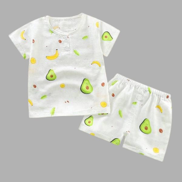 Pure Guaze Cotton Unisex Summer Shorts Set – Avacado
