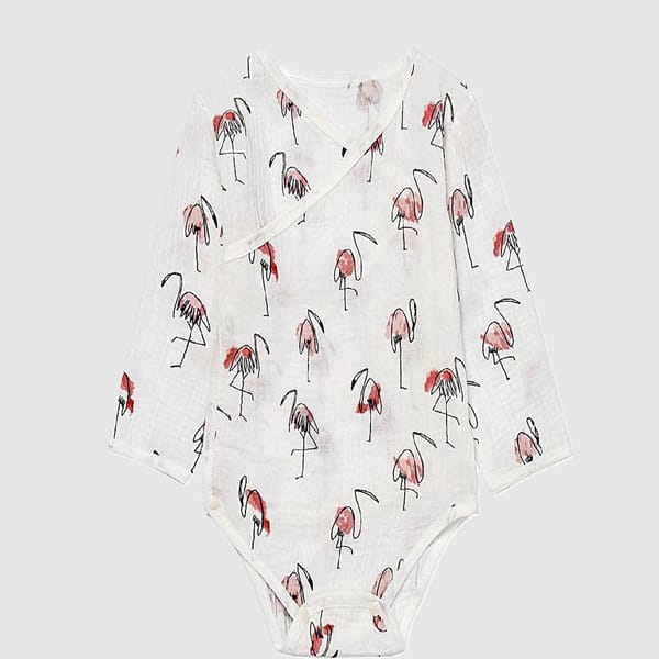 Organic Cotton Muslin Sleeveless Baby Bodysuit – Flamingo