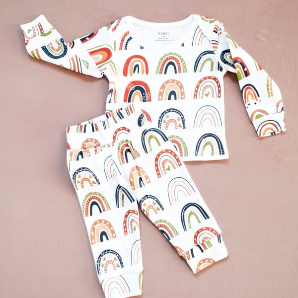 Rainbows All Over Set Organic Cotton With Round Neck
