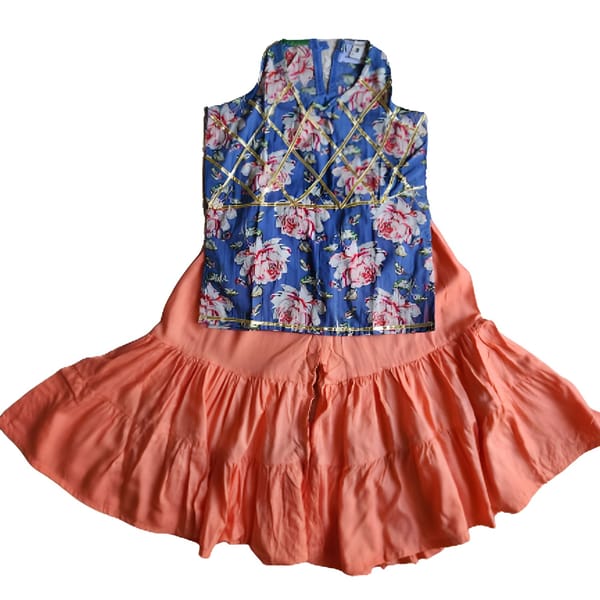 Pure Organic Cotton Floral Gota Pati Kurta Sharara Set With Dupatta
