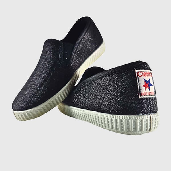 Cienta Black Shimmer Elastico Kids Comfort Shoes