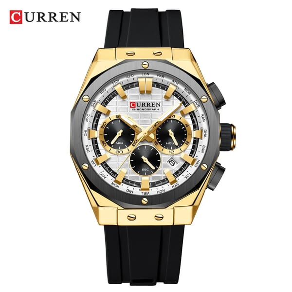 Sporty Silicone Strap Chronograph Waterproof Stylish Watch