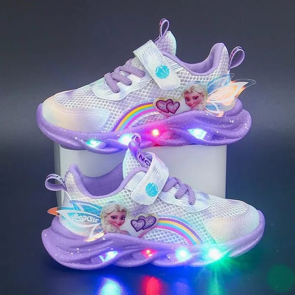 Princess Elsa LED Light-Up Kids' Sneakers – Breathable & Stylish