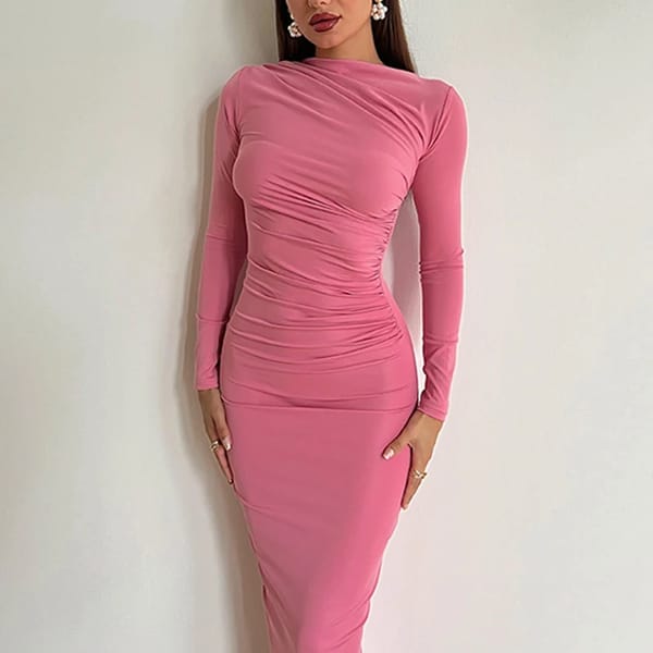 Solid Ruched Maxi Dress – Effortless Elegance for Every Occasion